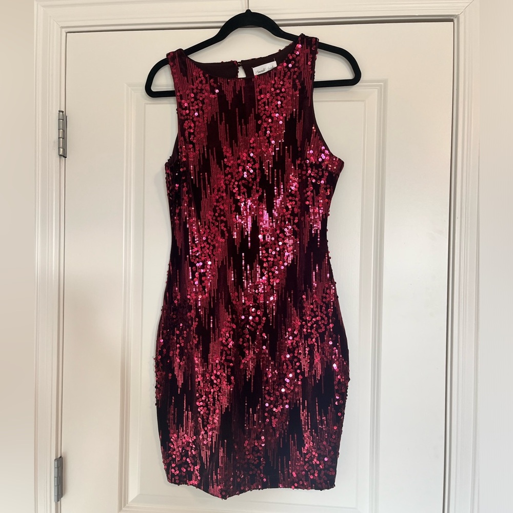 Sequin Sleeveless Dress - Red